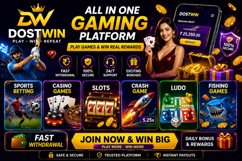 Play Dostwin Game online with casino, sports betting, slots and ludo. Enjoy fast withdrawal, secure system and exciting daily bonuses.